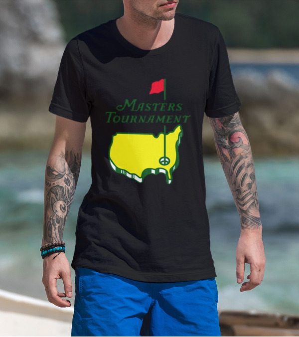 Masters Tournament Yellow Map With Red Flag T-Shirt
