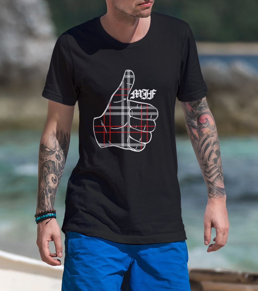 "MJF Thumbs Up Plaid Pattern" T-Shirt
