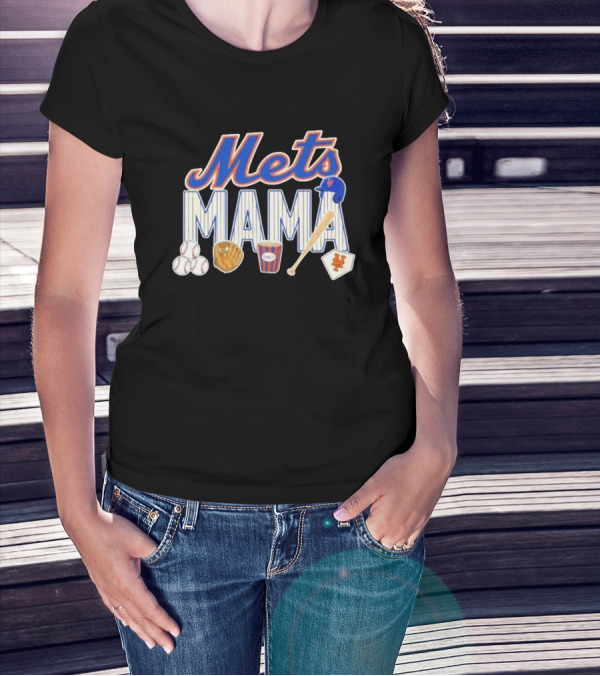 Mets Mama Mother’s Day Peanuts MLB Baseball Glove Bat Cap T-Shirt