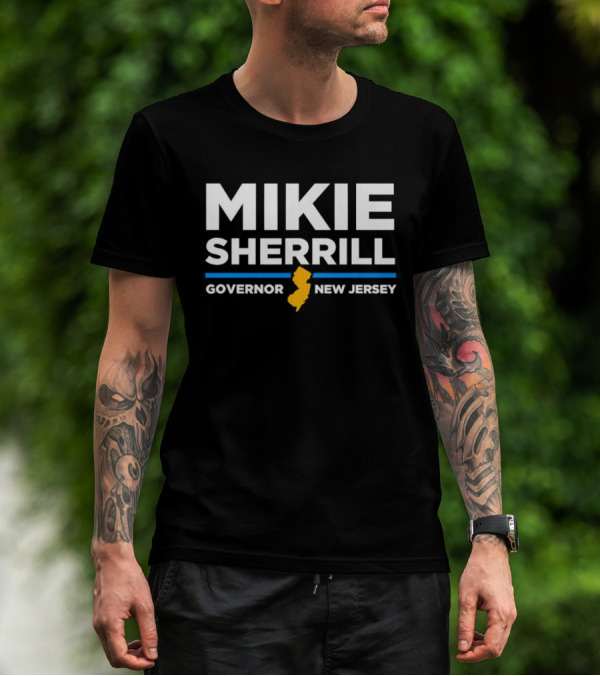 Mikie Sherrill Governor New Jersey With State Map Icon T-Shirt