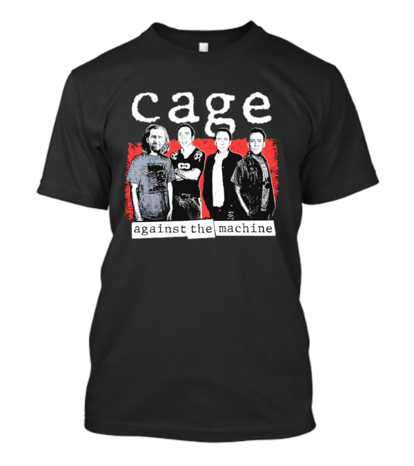 Cage Against The Machine Iconic Crew Band Members Textured Red Background T-Shirt