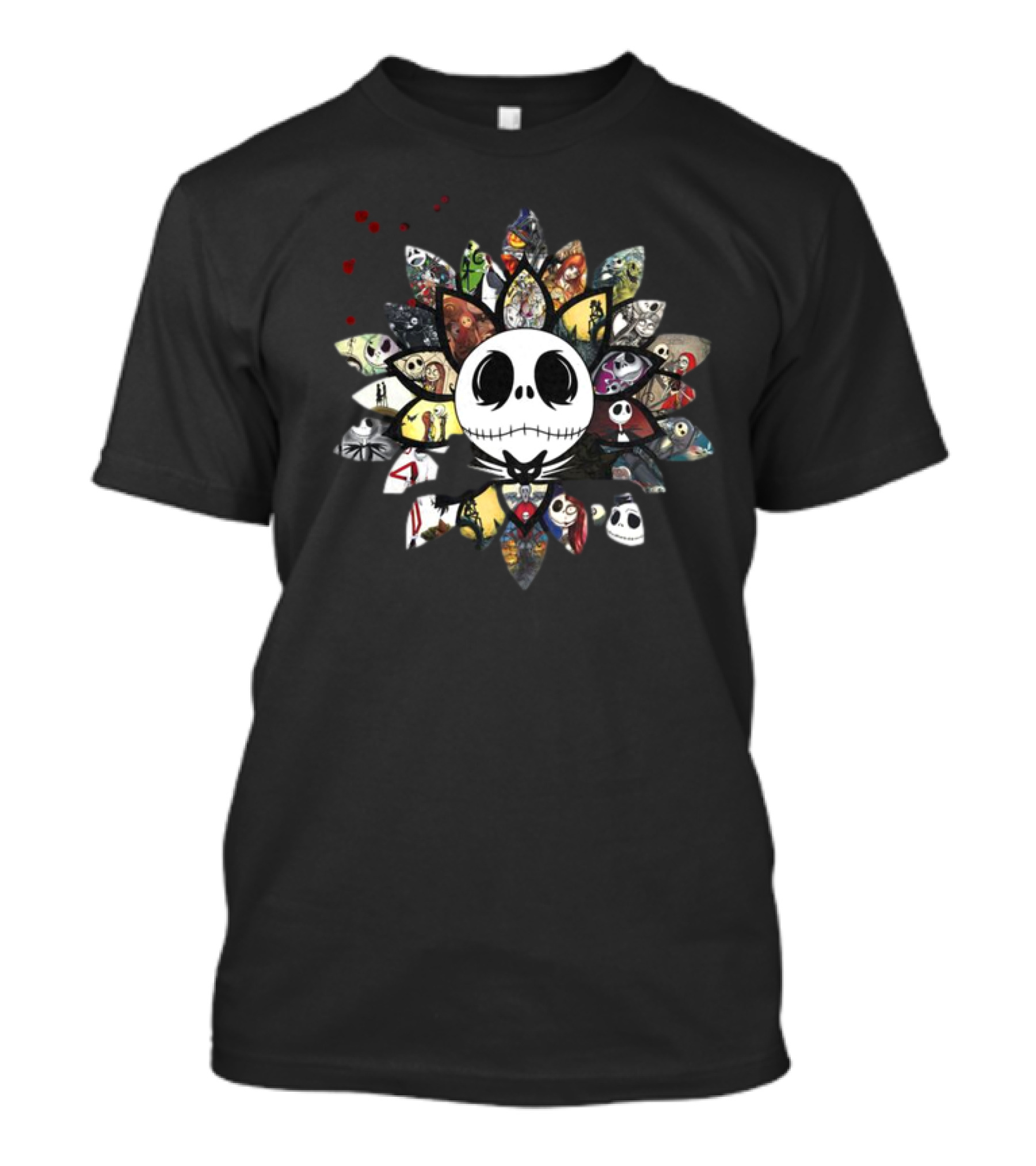 Nightmare Sunflower Jack Skellington Collage Sunflower Design Halloween Elements T-Shirt