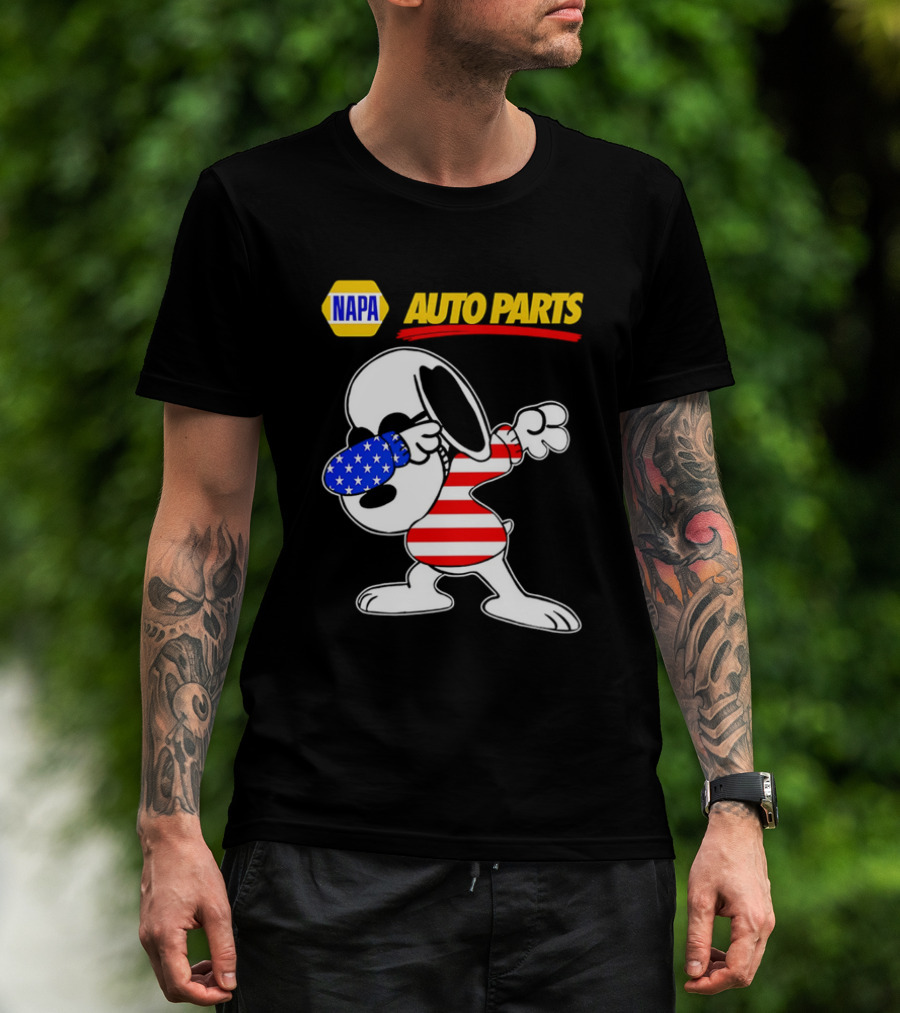 NAPA Auto Parts Snoopy Dabbing USA Flag Character T-Shirt