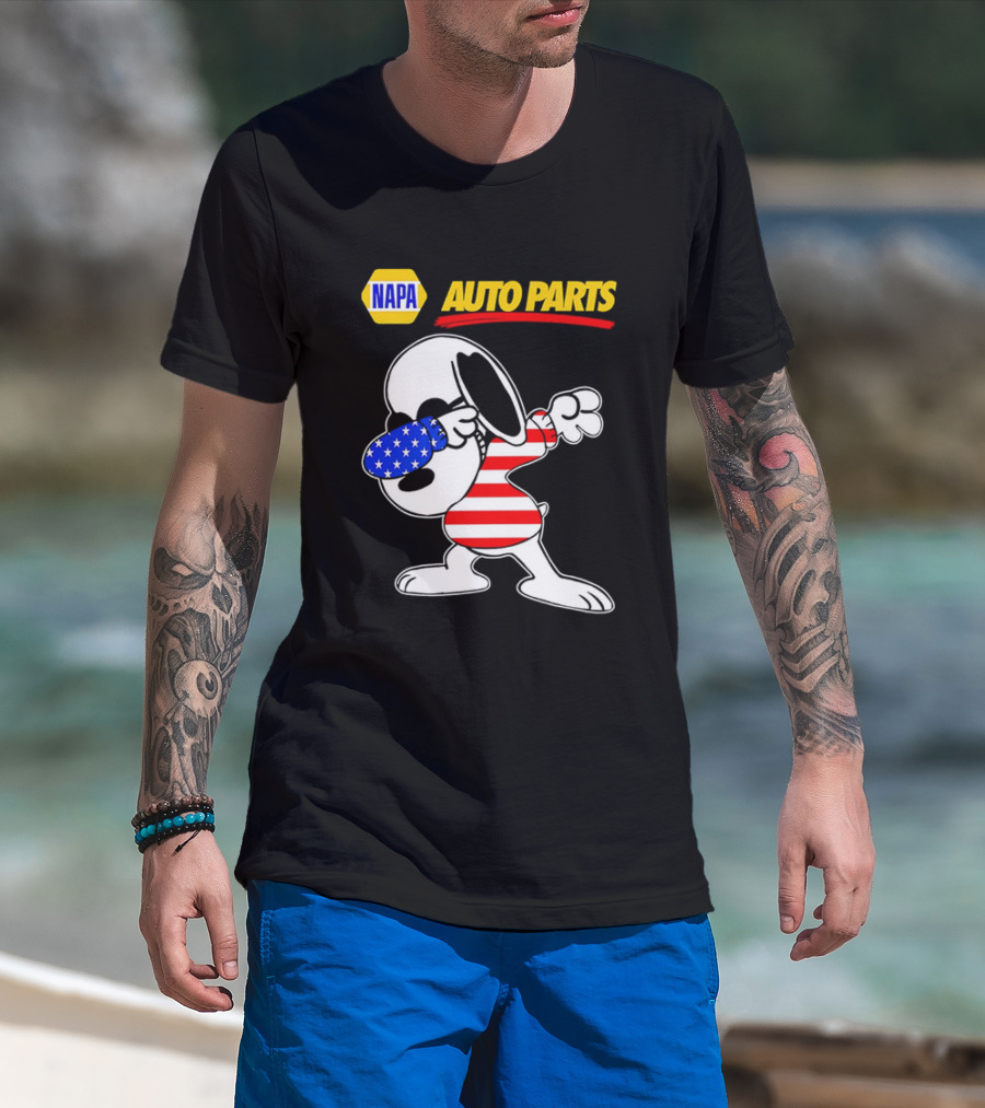 NAPA Auto Parts Snoopy Dabbing USA Flag Character T-Shirt