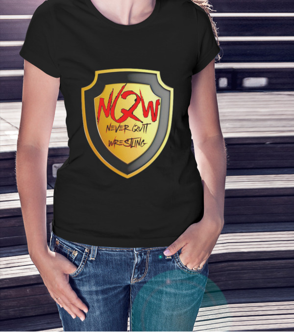 NQW Never Quit Wrestling Shield Badge T-Shirt