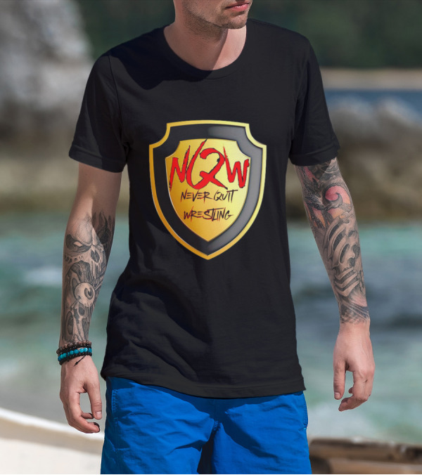 NQW Never Quit Wrestling Shield Badge T-Shirt