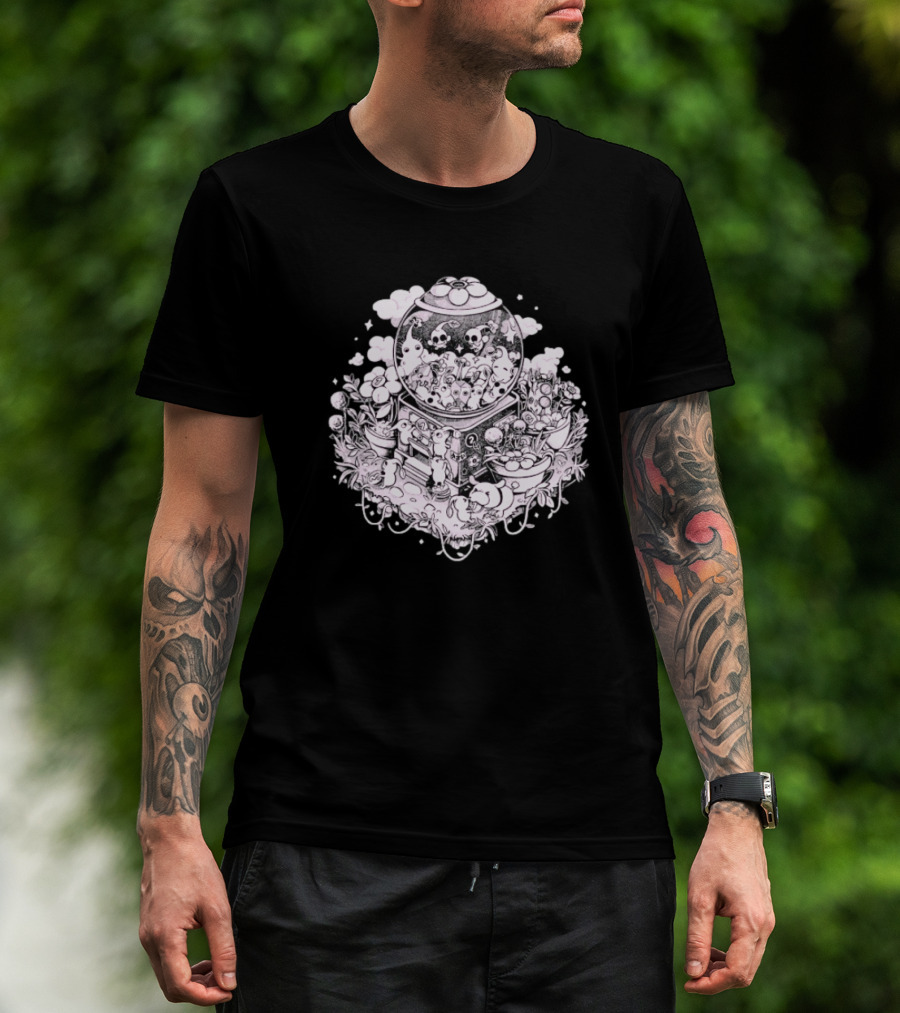 Gacha Machine With Skulls And Flowers Pick-Me T-Shirt