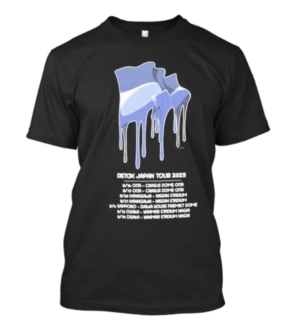 One OK Rock Japan Tour 2025 Cities Lineup And Dates Featuring Blue Dripping Flag Design T-Shirt