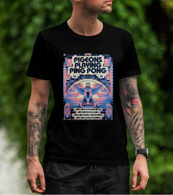 Pigeons Playing Ping Pong Midwest Tour 2025 Cleveland Chicago Grand Rapids Lexington T-Shirt