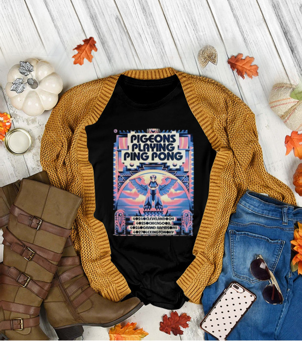 Pigeons Playing Ping Pong Midwest Tour 2025 Cleveland Chicago Grand Rapids Lexington T-Shirt