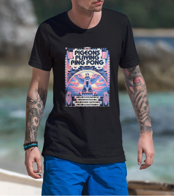 Pigeons Playing Ping Pong Midwest Tour 2025 Cleveland Chicago Grand Rapids Lexington T-Shirt
