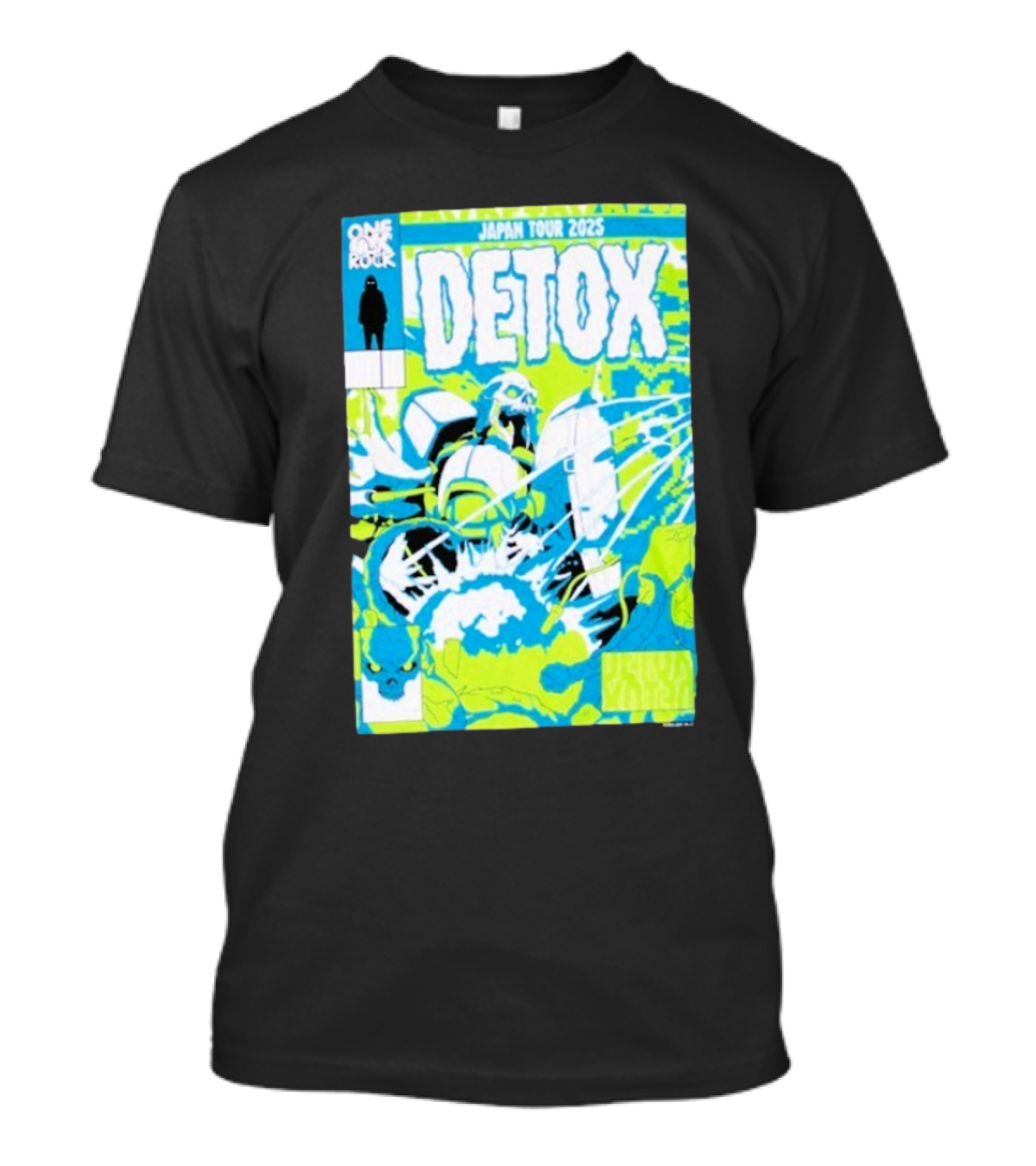 One Ok Rock Detox Japan Tour 2025 プルオーバーパーカー Blue And Green Robot Motif Comic Style T-Shirt