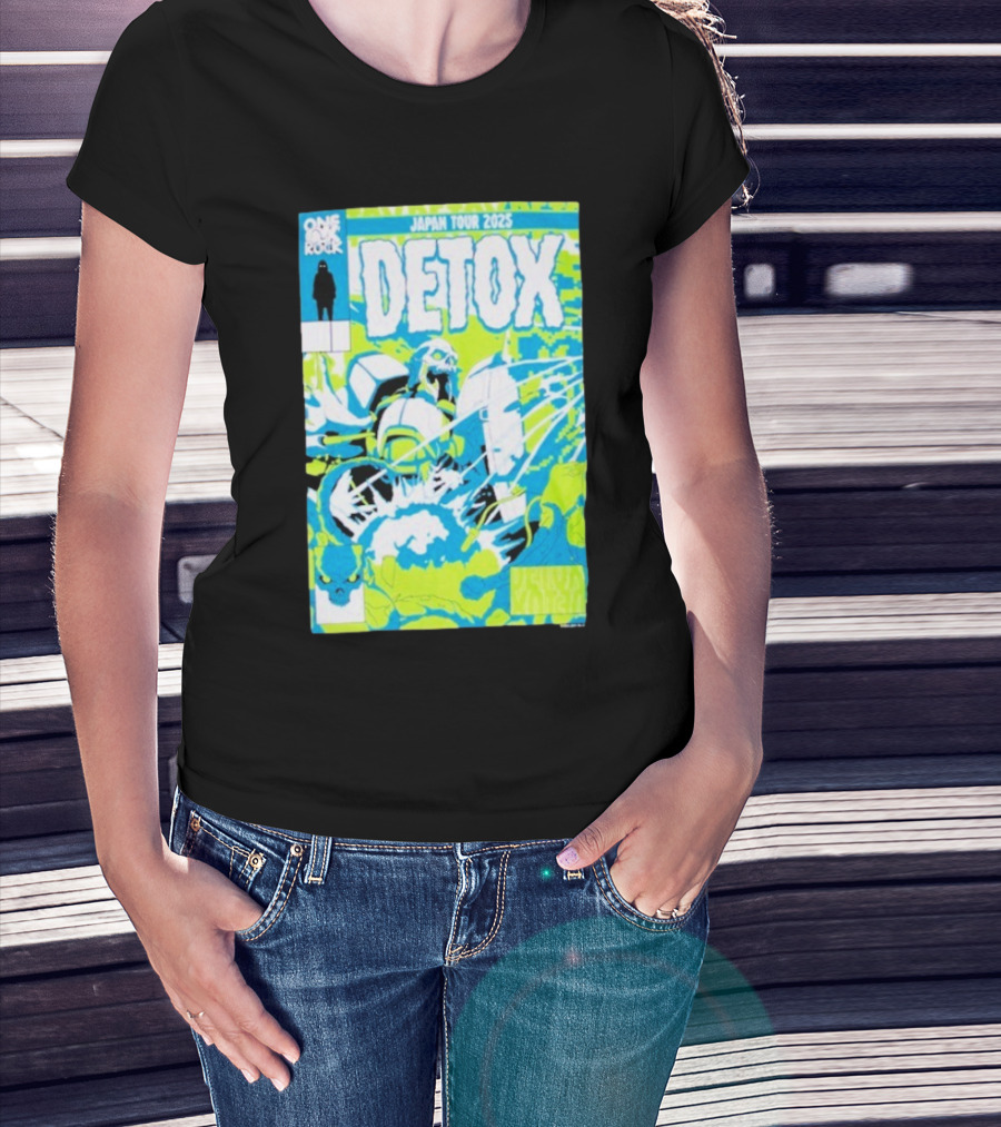 One Ok Rock Detox Japan Tour 2025 プルオーバーパーカー Blue And Green Robot Motif Comic Style T-Shirt