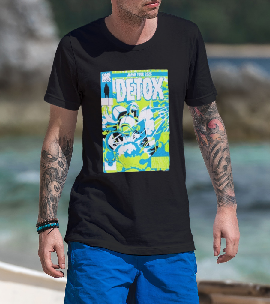 One Ok Rock Detox Japan Tour 2025 プルオーバーパーカー Blue And Green Robot Motif Comic Style T-Shirt