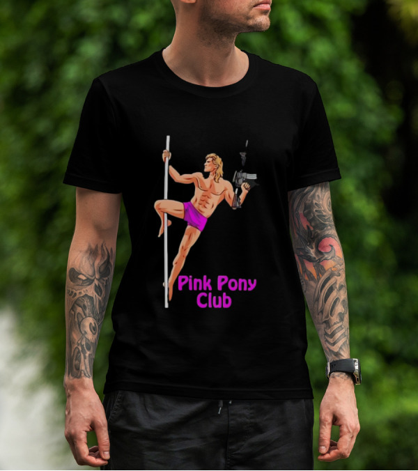 Pink Pony Club Pole Dancer With Gun T-Shirt