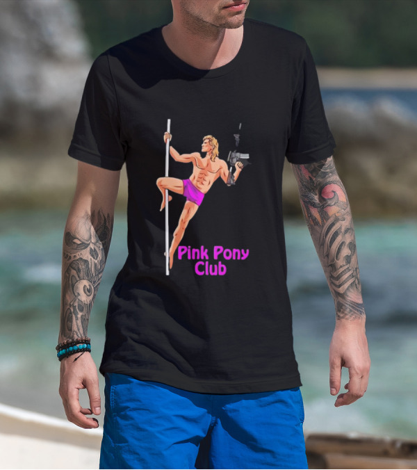 Pink Pony Club Pole Dancer With Gun T-Shirt