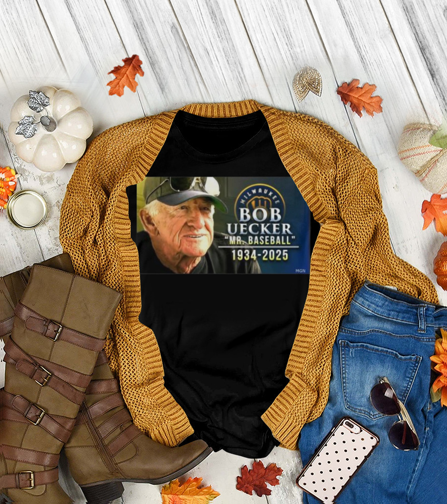 Milwaukee Brewers Bob Uecker Mr. Baseball 1934-2025 Tribute T-Shirt