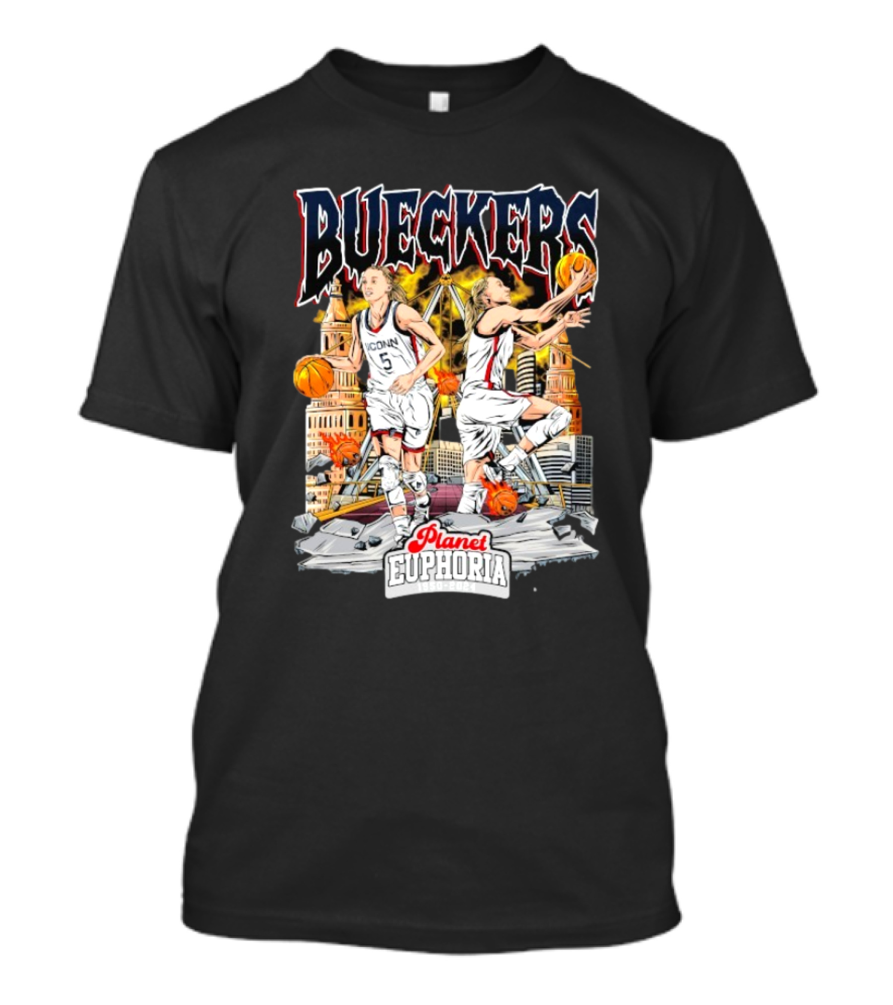 Bueckers Uconn Planet Euphoria Basketball City Scene T-Shirt