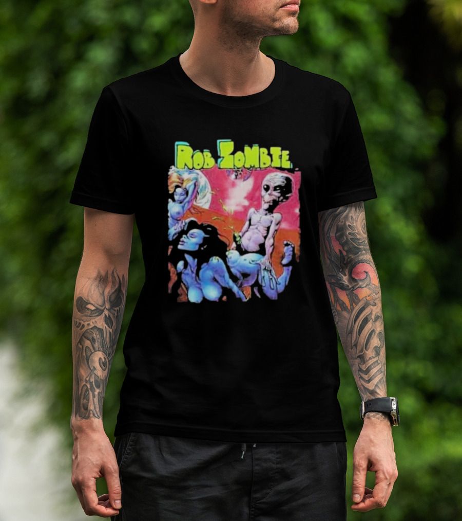 Rob Zombie Colorful Extraterrestrial Humor Scene T-Shirt