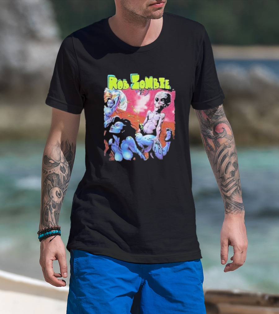 Rob Zombie Colorful Extraterrestrial Humor Scene T-Shirt