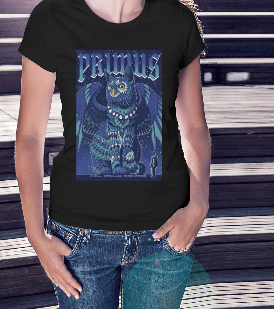 PRIMUS May 4 2025 Huntsville Alabama The Orion Amphitheater Owl Art T-Shirt