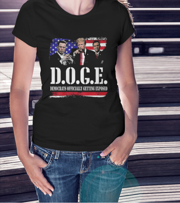 Patriot Pride Mens D.O.G.E Team Democrats Officially Getting Exposed USA Flag Icons T-Shirt