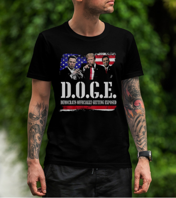 Patriot Pride Mens D.O.G.E Team Democrats Officially Getting Exposed USA Flag Icons T-Shirt