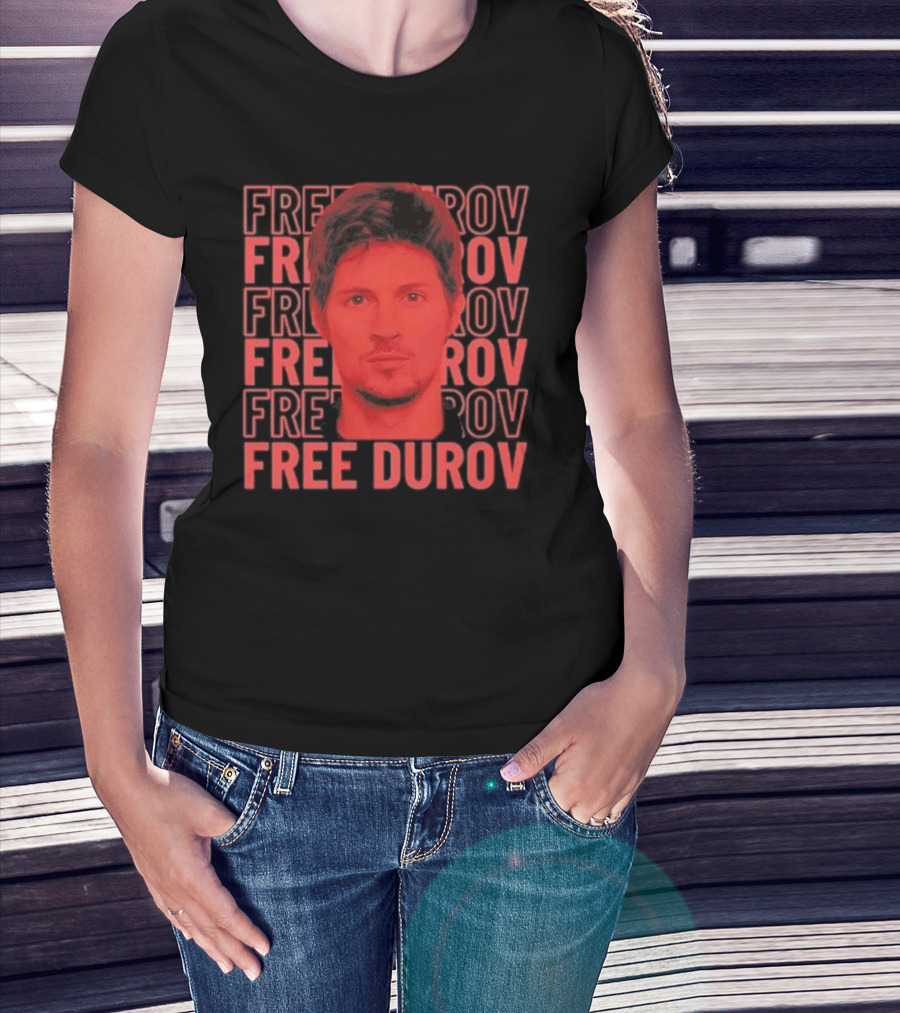 Pavel Durov Free Durov Repeated Text Portrait T-Shirt