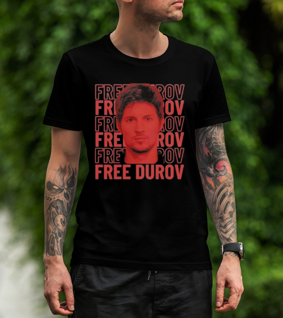 Pavel Durov Free Durov Repeated Text Portrait T-Shirt