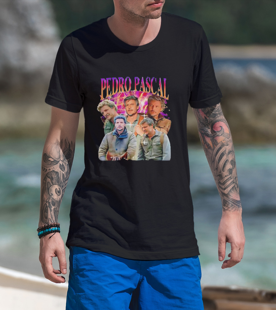 Pedro Pascal Joel Miller Retro Collage T-Shirt