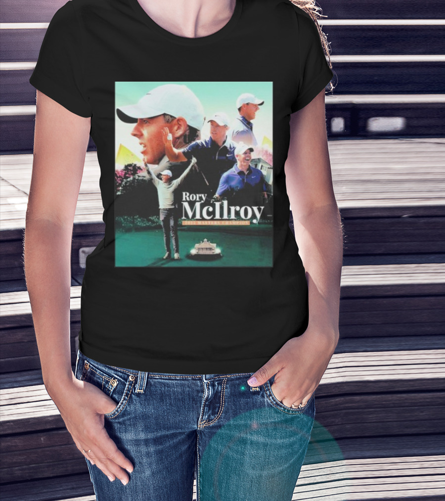 Rory McIlroy 2025 Masters Champion Celebration Golf Montage T-Shirt