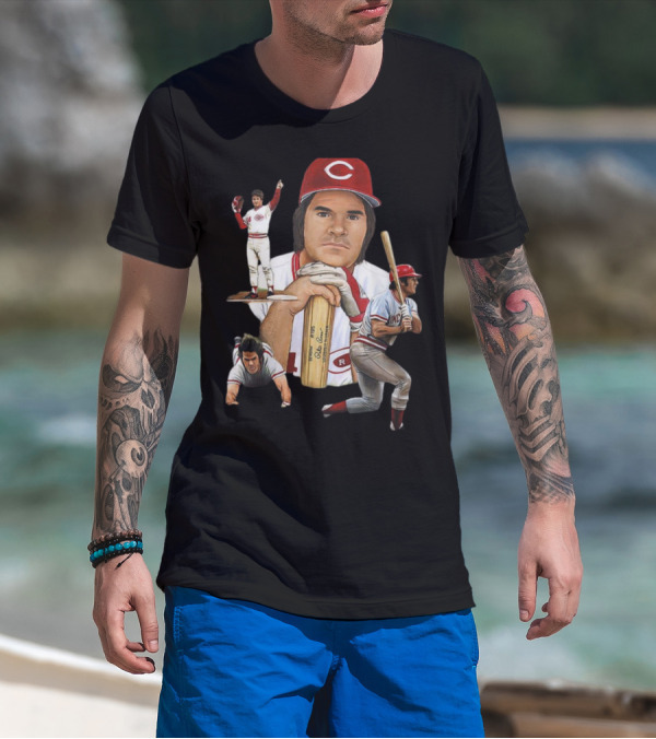 PETE ROSE Cincinnati Reds Baseball Legend 41 24 T-Shirt