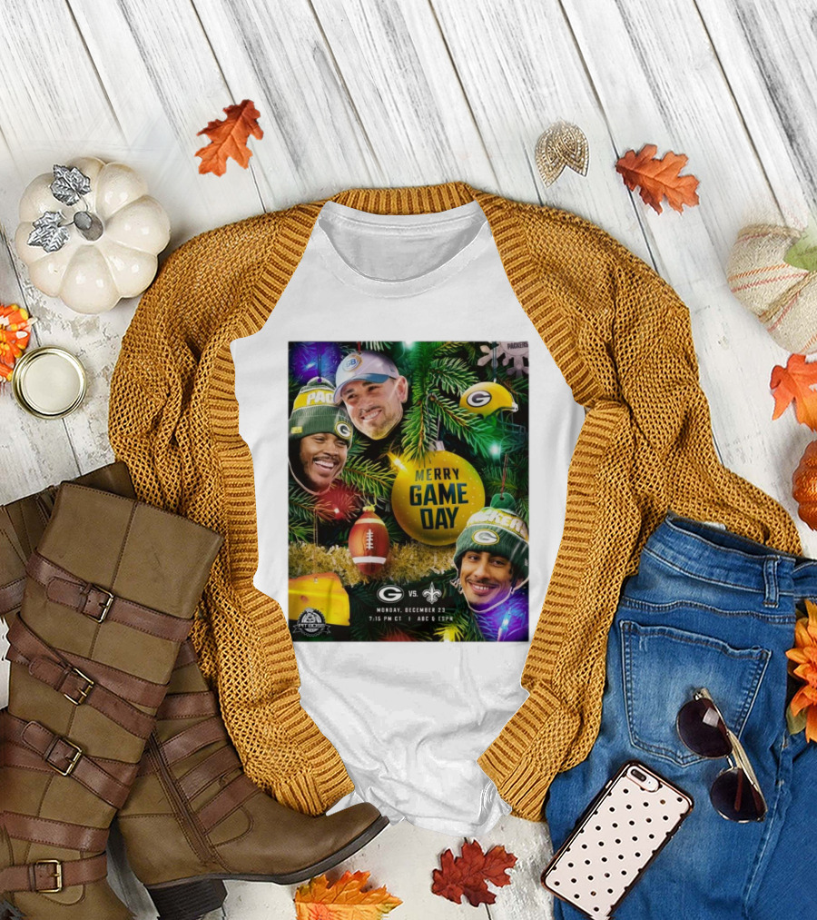 Merry Game Day Green Bay Packers Vs New Orleans Saints Monday December 23 ABC ESPN T-Shirt
