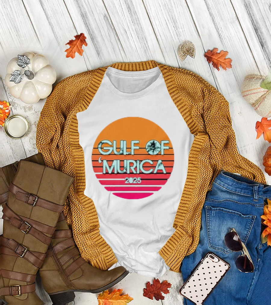 Gulf Of 'Murica 2025 Vintage Retro Sunset Vibe T-Shirt