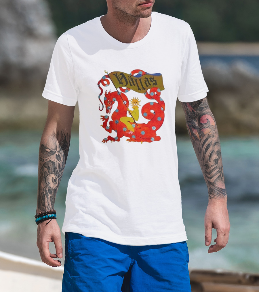 Hällas Flower Knight Riding Red Polka Dot Dragon T-Shirt