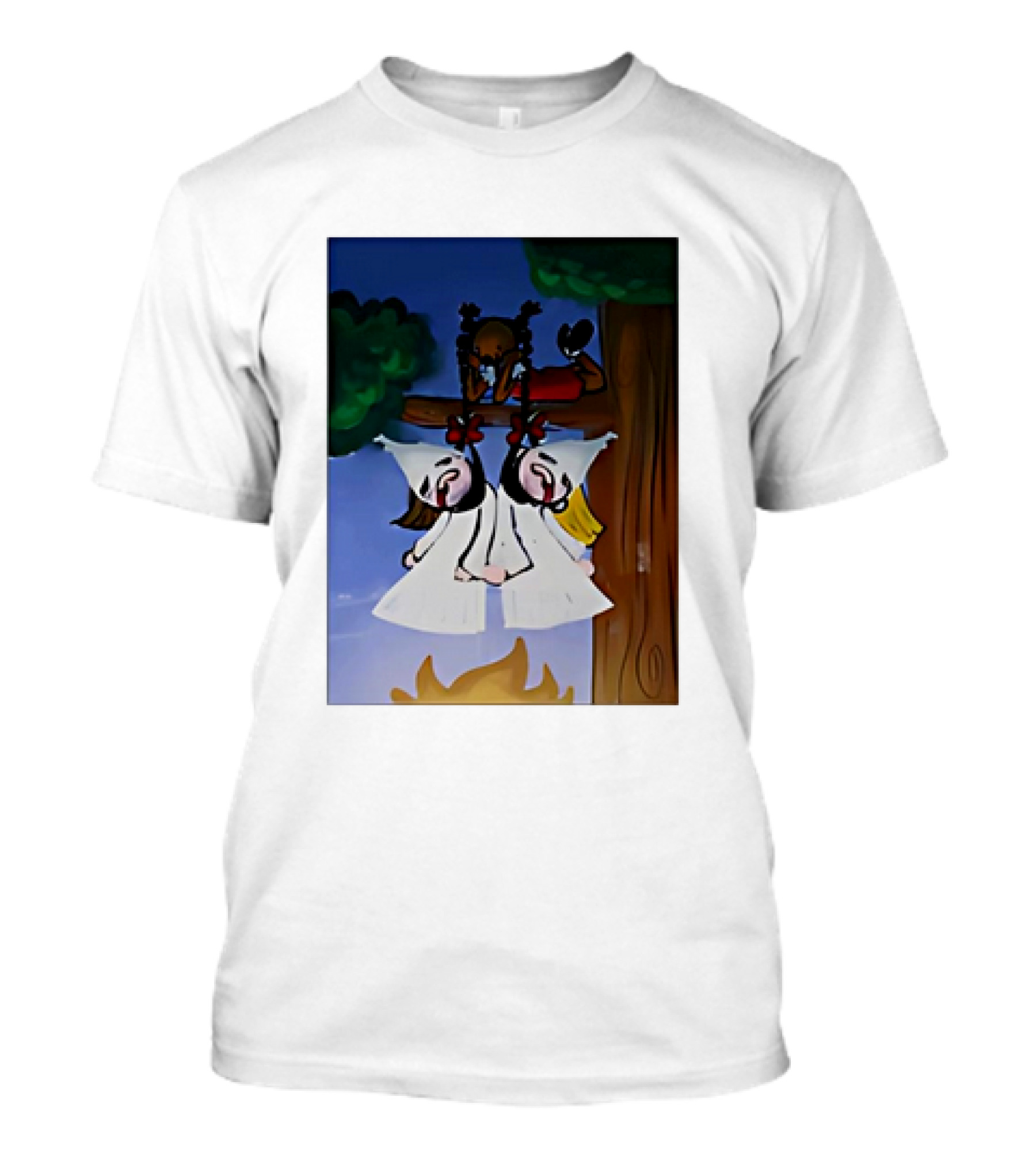 "Hang Your Robes Classic Cartoon Tree Scene With Robes" T-Shirt