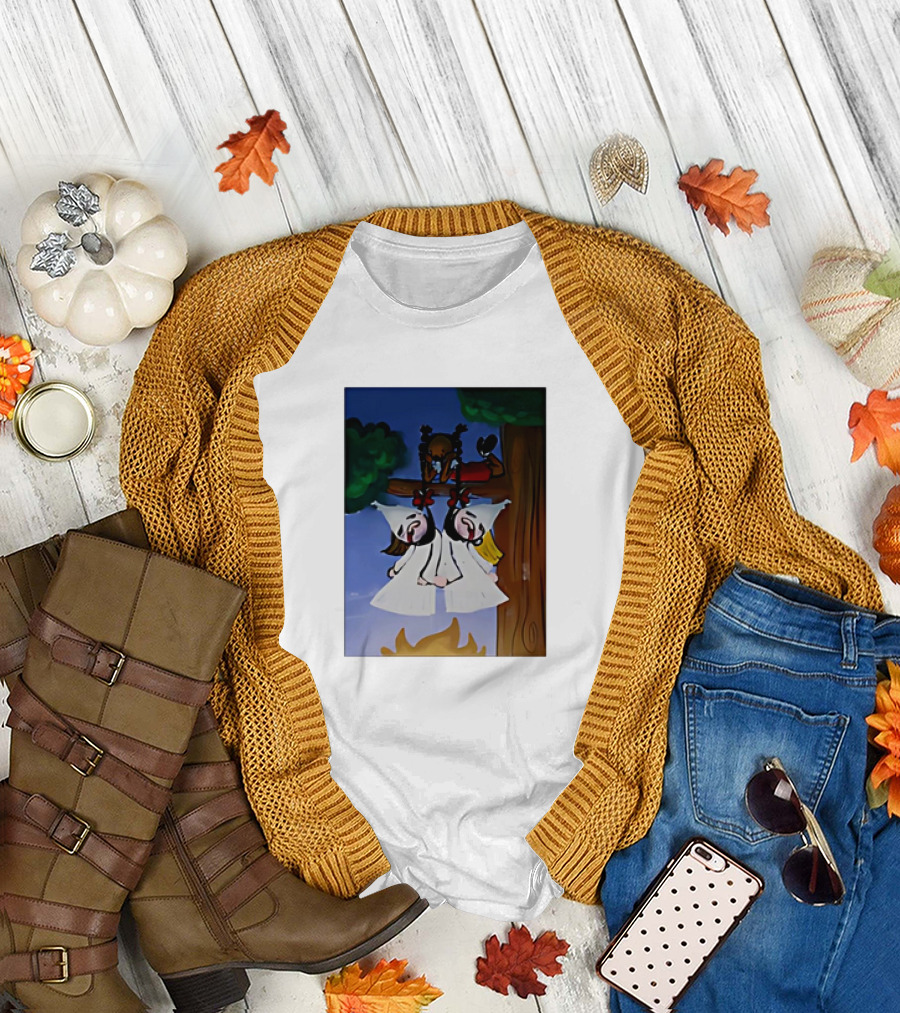 "Hang Your Robes Classic Cartoon Tree Scene With Robes" T-Shirt