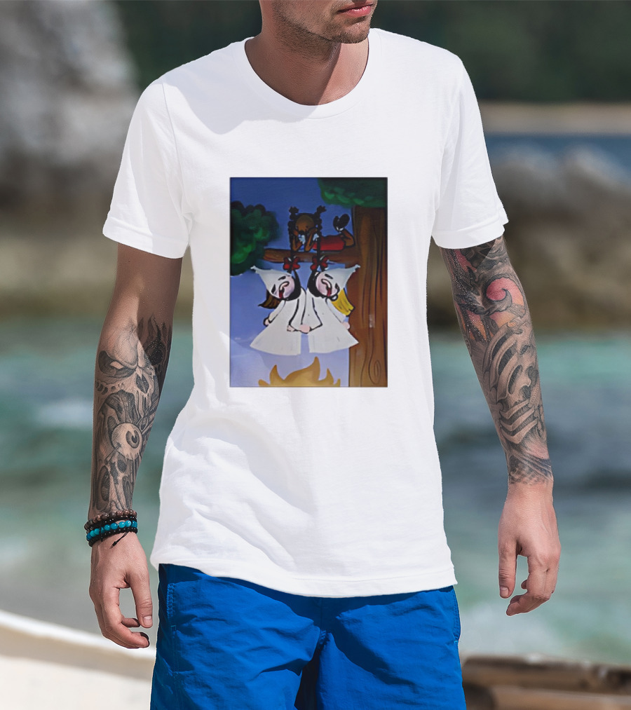 "Hang Your Robes Classic Cartoon Tree Scene With Robes" T-Shirt