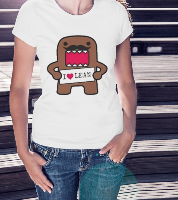 I Love Lean Domo Heart Mustache Cartoon Character T-Shirt