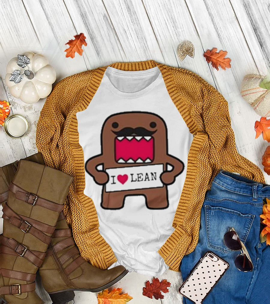 I Love Lean Domo Heart Mustache Cartoon Character T-Shirt