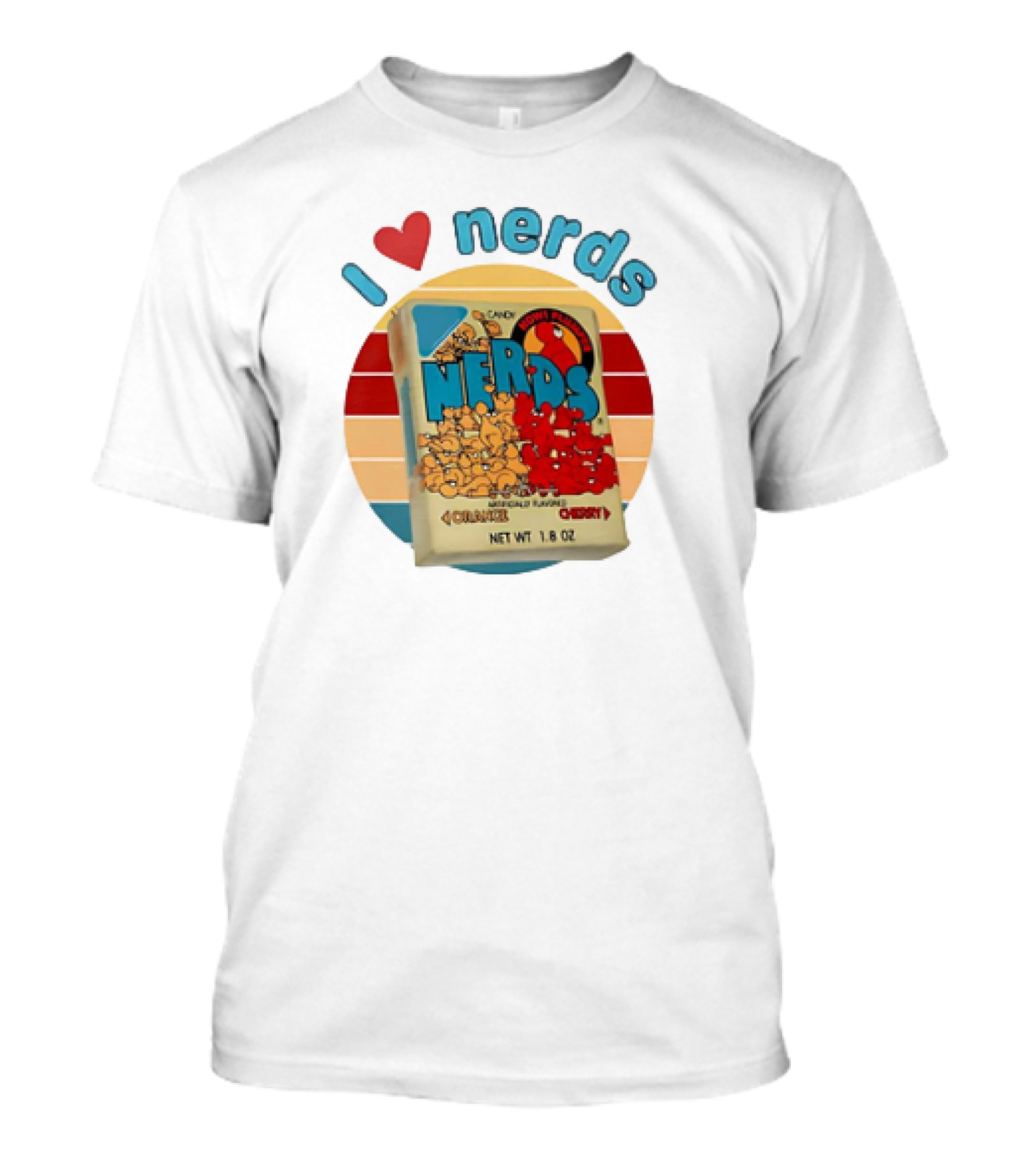 I Love Nerds Candy Box Cherry Orange Vintage Retro Style T-Shirt