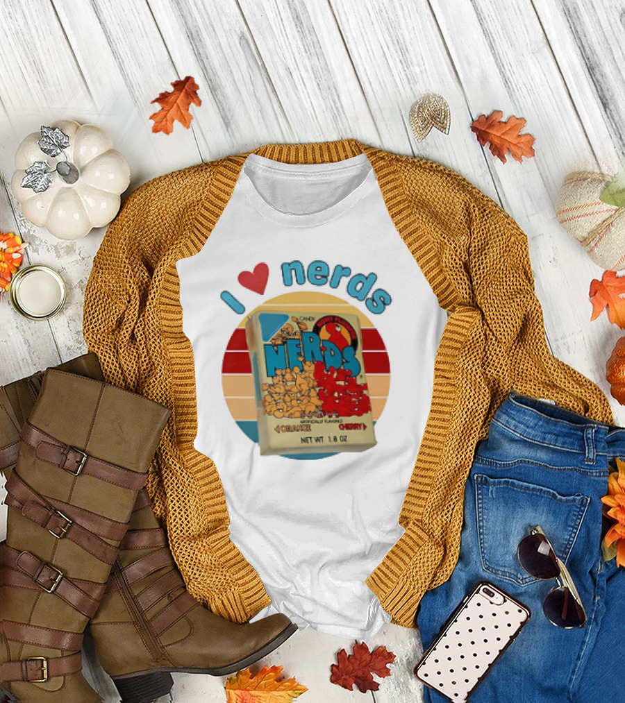 I Love Nerds Candy Box Cherry Orange Vintage Retro Style T-Shirt
