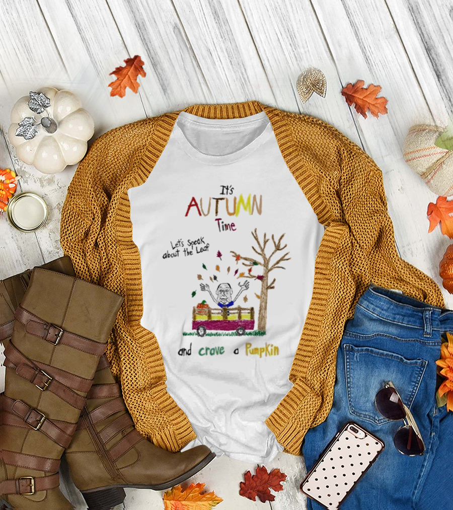 Autumn Time Leaves Falling Tree Carve Pumpkin Truck T-Shirt