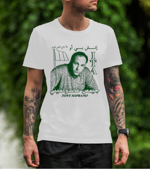 ITA Tony Soprano Visible Text Imagery With Flags T-Shirt