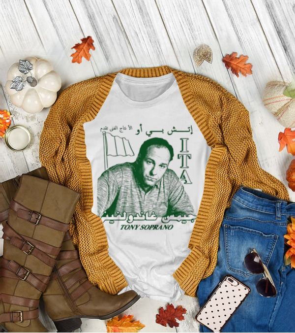ITA Tony Soprano Visible Text Imagery With Flags T-Shirt