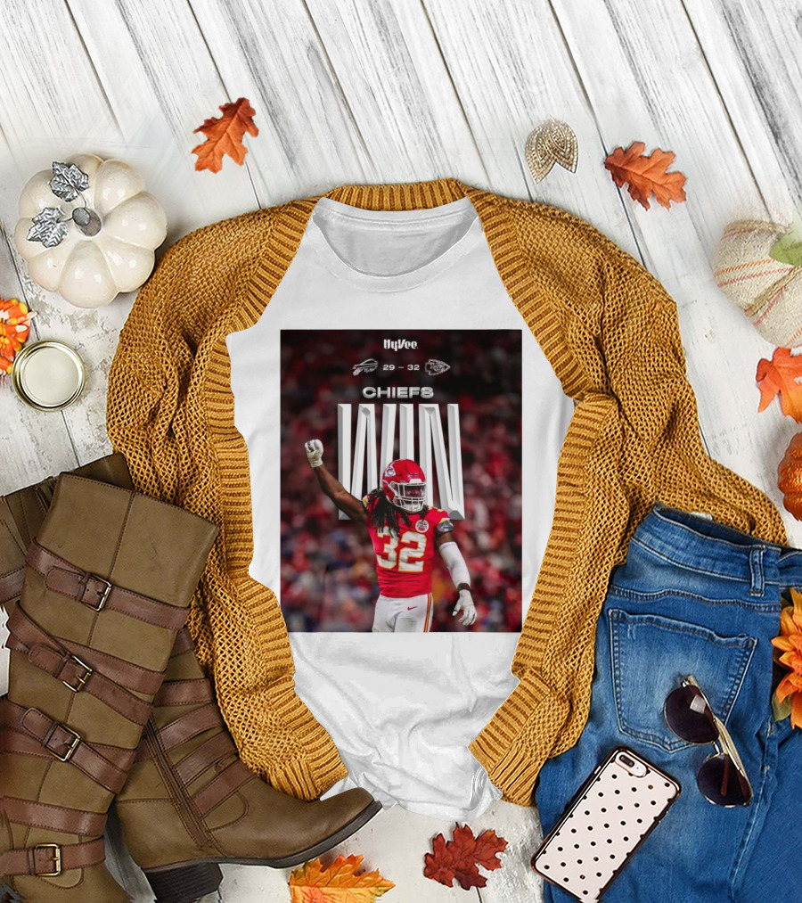 Kansas City Chiefs Win Over Buffalo Bills NFL Final Score 29-32 HyVee T-Shirt