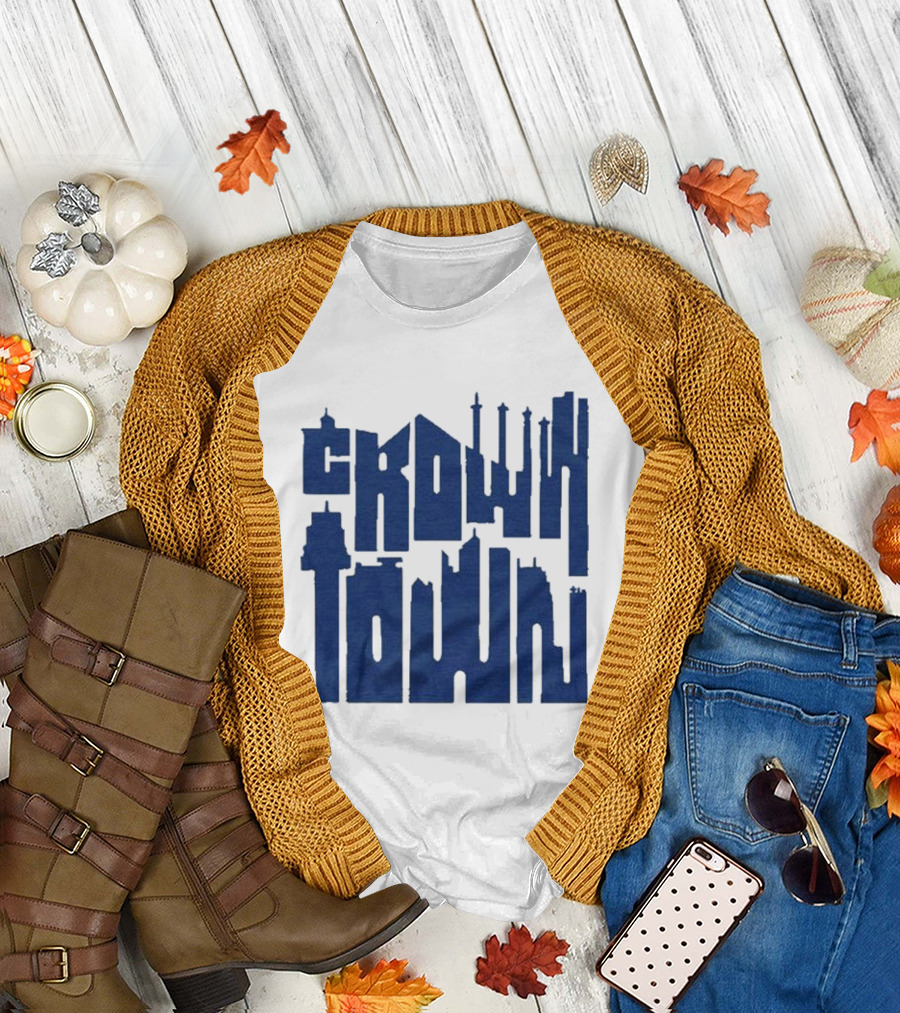 Kansas City Royals Crown Town Skyline Text Art T-Shirt