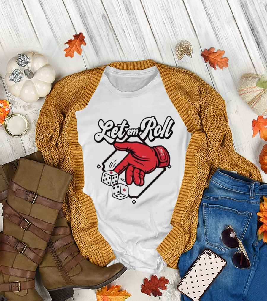 Let Em Roll Cincinnati Baseball Dice Hand Graphic T-Shirt