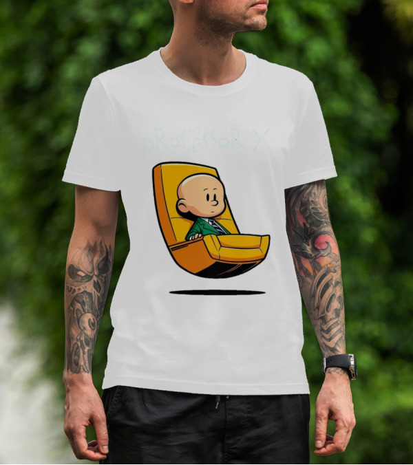 Professor X Cartoon Style In Yellow Chair T-Shirt