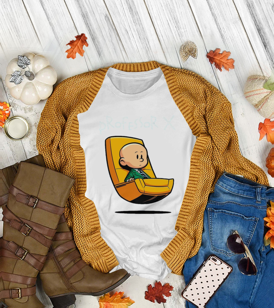 Professor X Cartoon Style in Yellow Chair T-Shirt